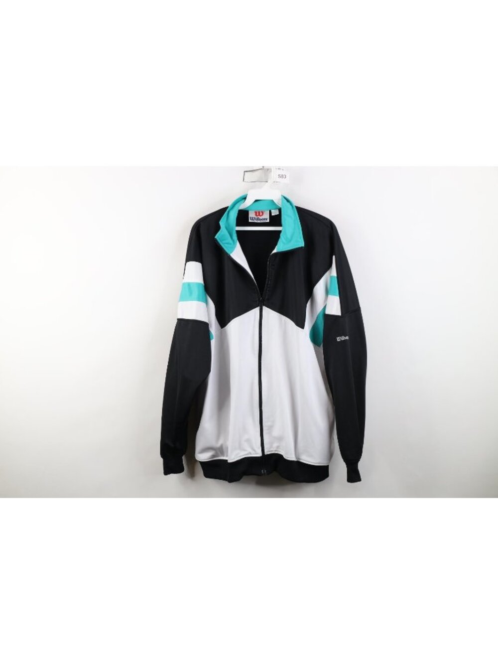 Vintage 90s Wilson Womens XL Baggy Fit Color Block Striped Tennis Track Jacket